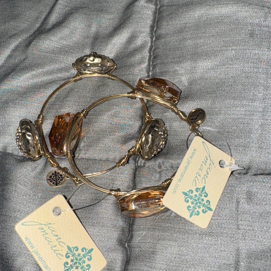 Gold Plated Wired Faceted Chunky Stone Or Crystal Bracelet